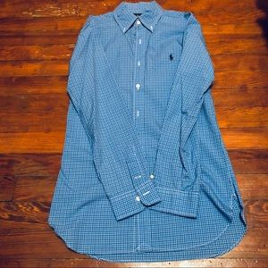 Ralph Lauren Button Up Dress Shirt - Blue/White